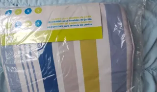 Cojín para tumbona rayas azul y amarillo