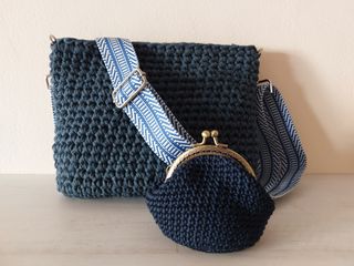 Bolso crochet bandolera azul nuevo