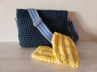 Bolso crochet bandolera azul nuevo