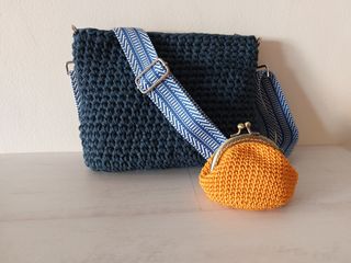 Bolso crochet bandolera azul nuevo