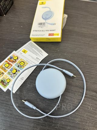 Cavo USB C Baseus, 100 W, PD 5 A, QC 4.0, mini, retrattile, cavo di ricarica rapida USB C a USB C, cavo di ricarica USB C a 4 livelli per iPhone 15, Samsung iPad, facile da riporre