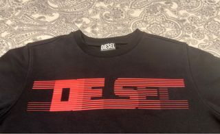 Sudadera Diesel Negra Logo Rojo