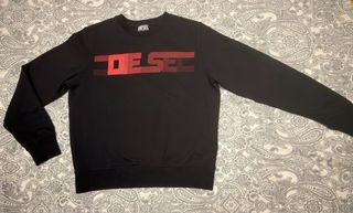 Sudadera Diesel Negra Logo Rojo