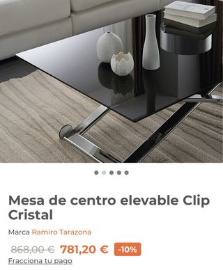 Mesa de cristal extensible y elevable negra