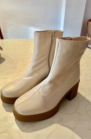 Botines beige tacón plataforma