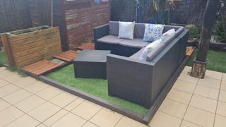 Conjunto Muebles Jardín Ratán Negro y Marrón