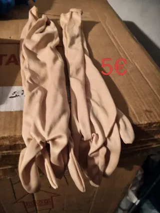 Guantes largos mujer beige