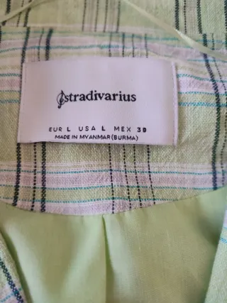 Americana cuadros verde Stradivarius