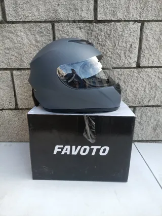 Casco Moto Integral Favoto Gris Mate