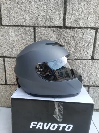 Casco Moto Integral Favoto Gris Mate