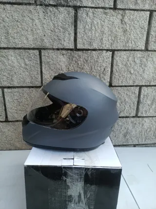 Casco Moto Integral Favoto Gris Mate