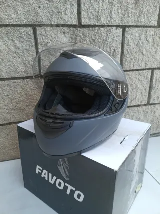 Casco Moto Integral Favoto Gris Mate