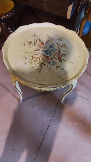 Mesa auxiliar redonda vintage floral