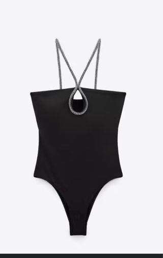 Bañador Zara negro con pedrería