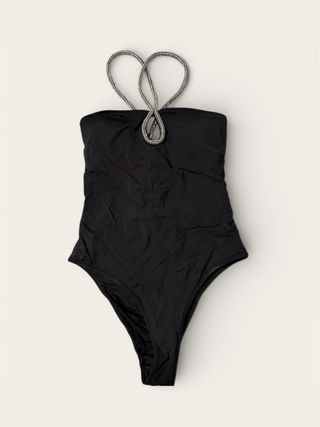 Bañador Zara negro con pedrería