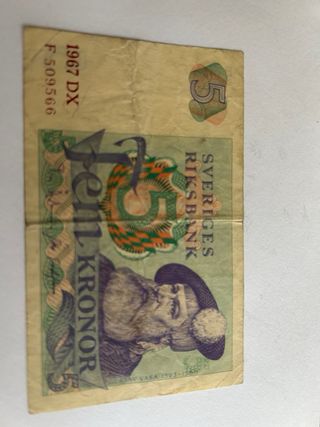 Suecia 5 Coronas 1967 Billete