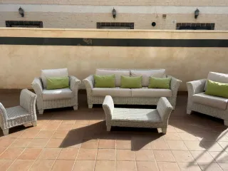 Conjunto Muebles Exterior Mimbre blanco