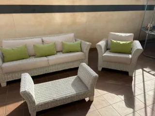 Conjunto Muebles Exterior Mimbre blanco