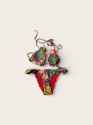 Bikini Benetton verde estampado floral