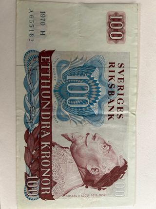 Suecia 100 Coronas 1970 Billete