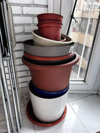 Lote de 12 macetas de plástico