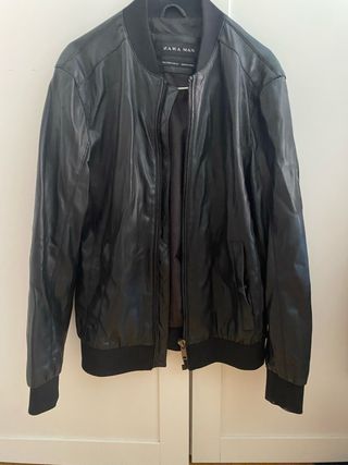 Chaqueta Zara Cuero Negra Talla M