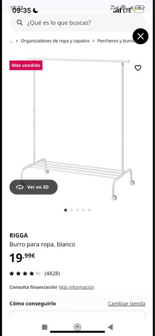Burro Perchero Rigga Ikea Blanco con herramienta