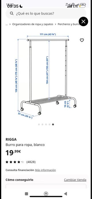 Burro Perchero Rigga Ikea Blanco con herramienta