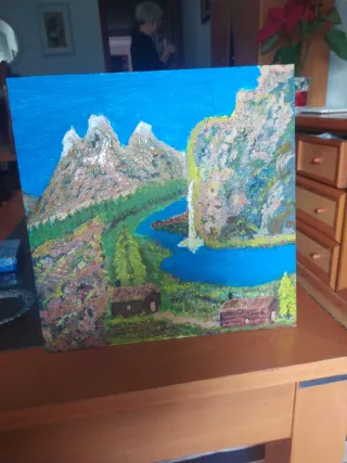 Pintura al óleo paisaje montaña