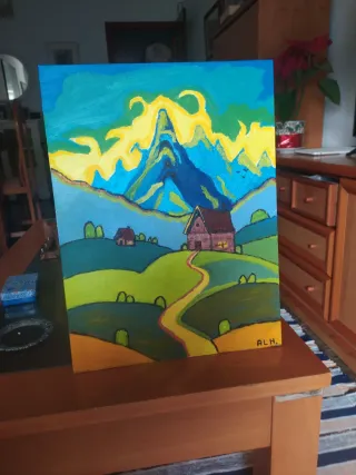 Pintura al óleo paisaje montaña