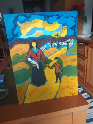 Pintura al óleo paisaje montaña