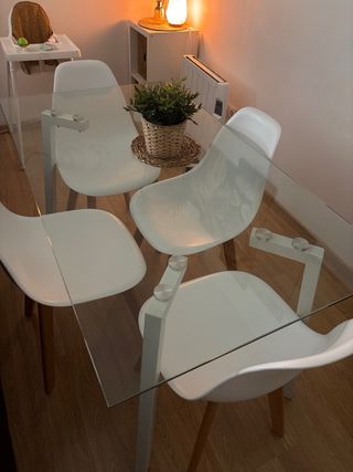 Mesa Comedor Cristal Patas Metal