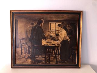 Cuadro Jesucristo con los campesinos. Marco Madera