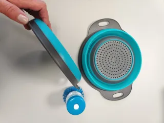 Coladores Plegables de Silicona Gris y Turquesa