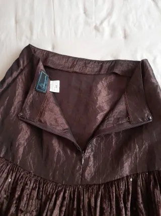 Falda marrón terciopelo y lentejuelas