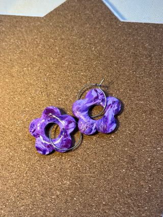 Pendientes flor arcilla polimérica artesanales