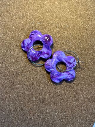 Pendientes flor arcilla polimérica artesanales