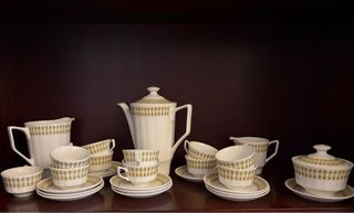 Juego café Pont porcelana vintage oro blanco