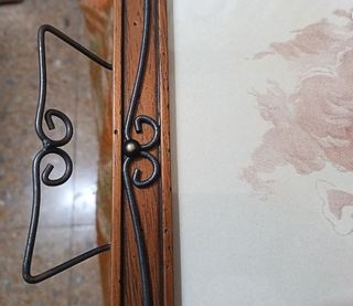 Vassoio vintage legno e ferro con Putti