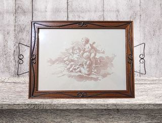 Vassoio vintage legno e ferro con Putti