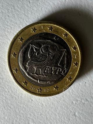 Moneda 1 Euro Búho de Grecia 2002 con S