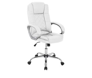 Sillón de oficina blanco y plateado