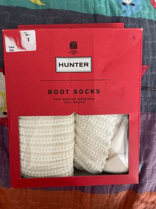 Calcetines Hunter Talla L Beige/Blanco