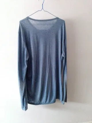 Camiseta manga larga gris azul XL