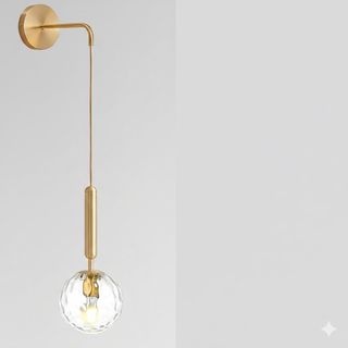 Applique Sfera Vetro Bianco E27 Oro Metallo