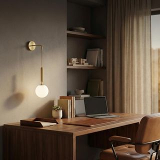 Applique Sfera Vetro Bianco E27 Oro Metallo