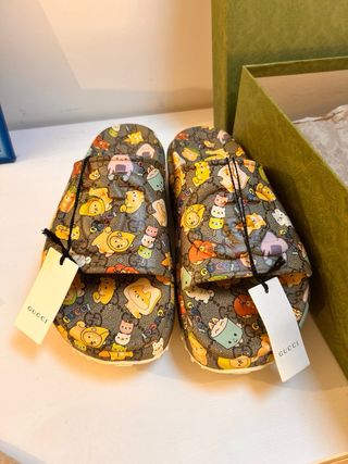 Gucci x Pikarar GG Animal Print Slide Beige Multi