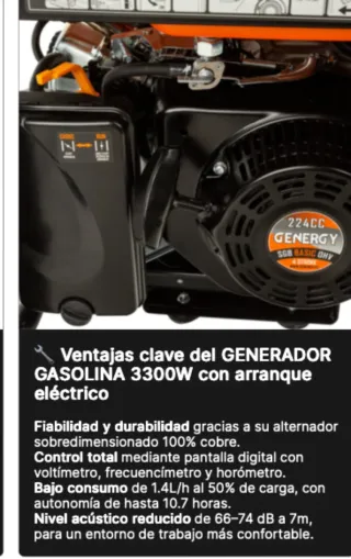 Generador Eléctrico Gasolina 3300W TURBO 3300GE