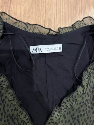 Vestido Zara Talla S Estampado Verde