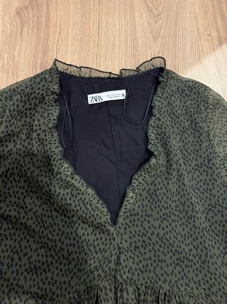 Vestido Zara Talla S Estampado Verde